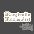Decorative text 'Marginalia Maximalist' on a dark background with 'the table of contents' branding.